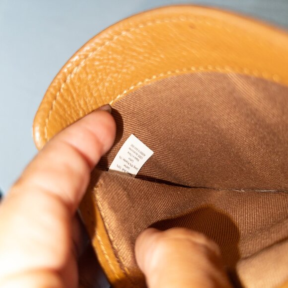 LODIS Pebbled Leather Zip Card Case Wallet Cognac Brown Minimalist Unisex - Picture 9 of 9